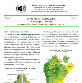 Stan, ruch naturalny i migracje ludności w województwie podkarpackim w 2013 r.