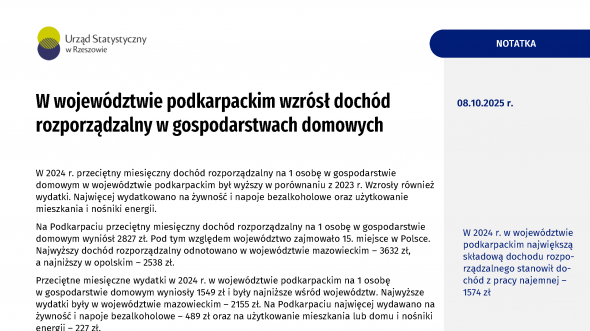 W województwie podkarpackim wzrósł dochód rozporządzalny w gospodarstwach domowych