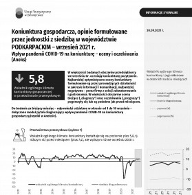 Koniunktura gospodarcza w województwie podkarpackim. Wrzesień 2021 r.