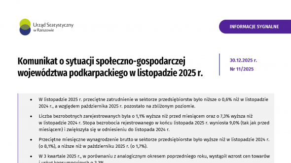 Komunikat o sytuacji społeczno-gospodarczej województwa podkarpackiego w listopadzie 2025 r.